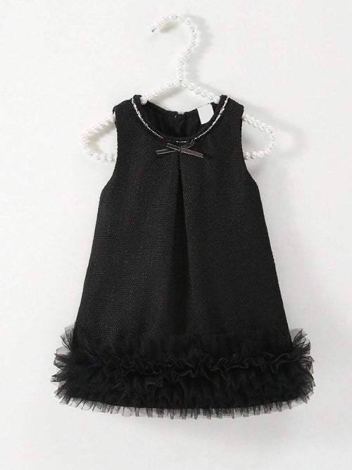 Baby Elegant Tweed Mesh Dress Black
