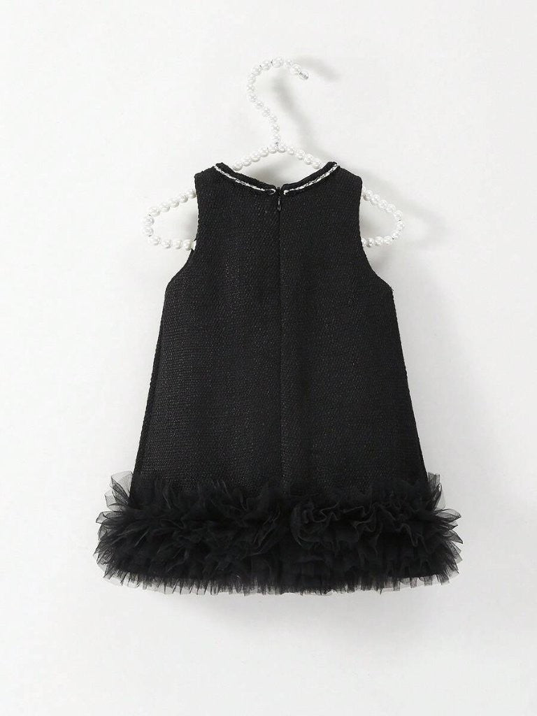 Baby Elegant Tweed Mesh Dress Black