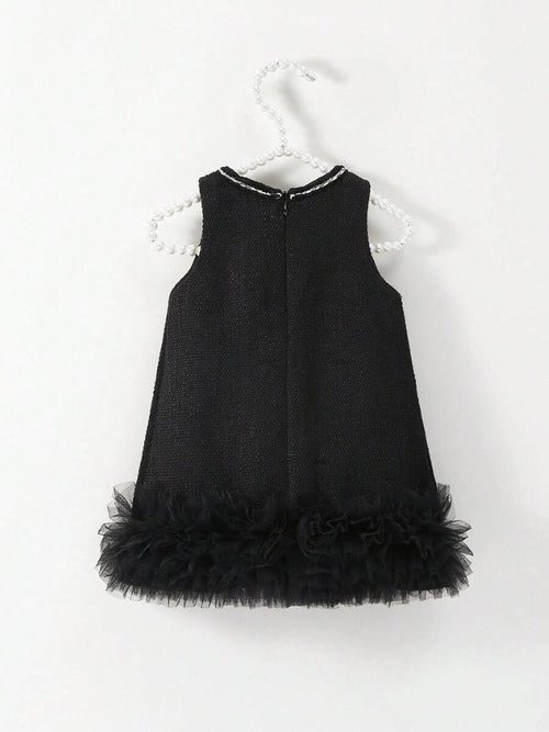 Baby Elegant Tweed Mesh Dress Black