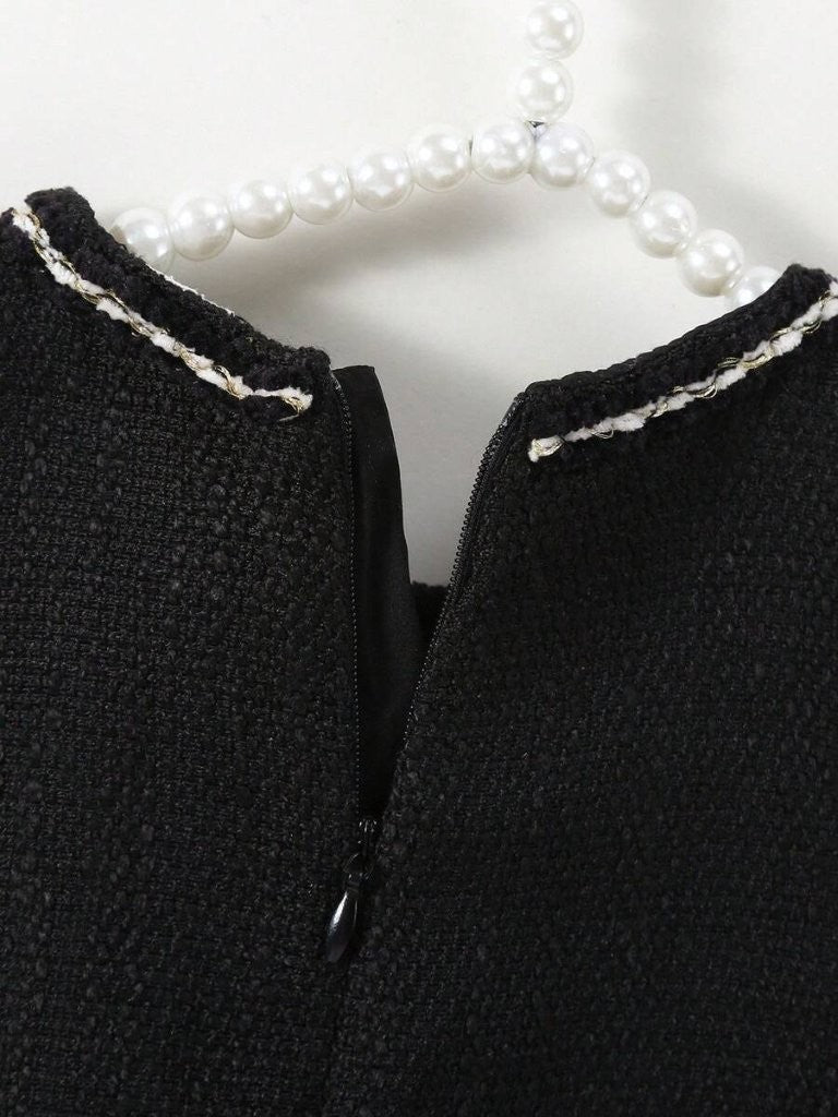 Baby Elegant Tweed Mesh Dress Black
