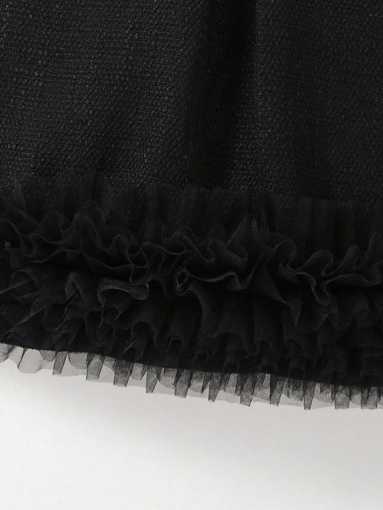 Baby Elegant Tweed Mesh Dress Black