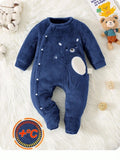 Baby Navy Blue Teddy Fleece Jumpsuit