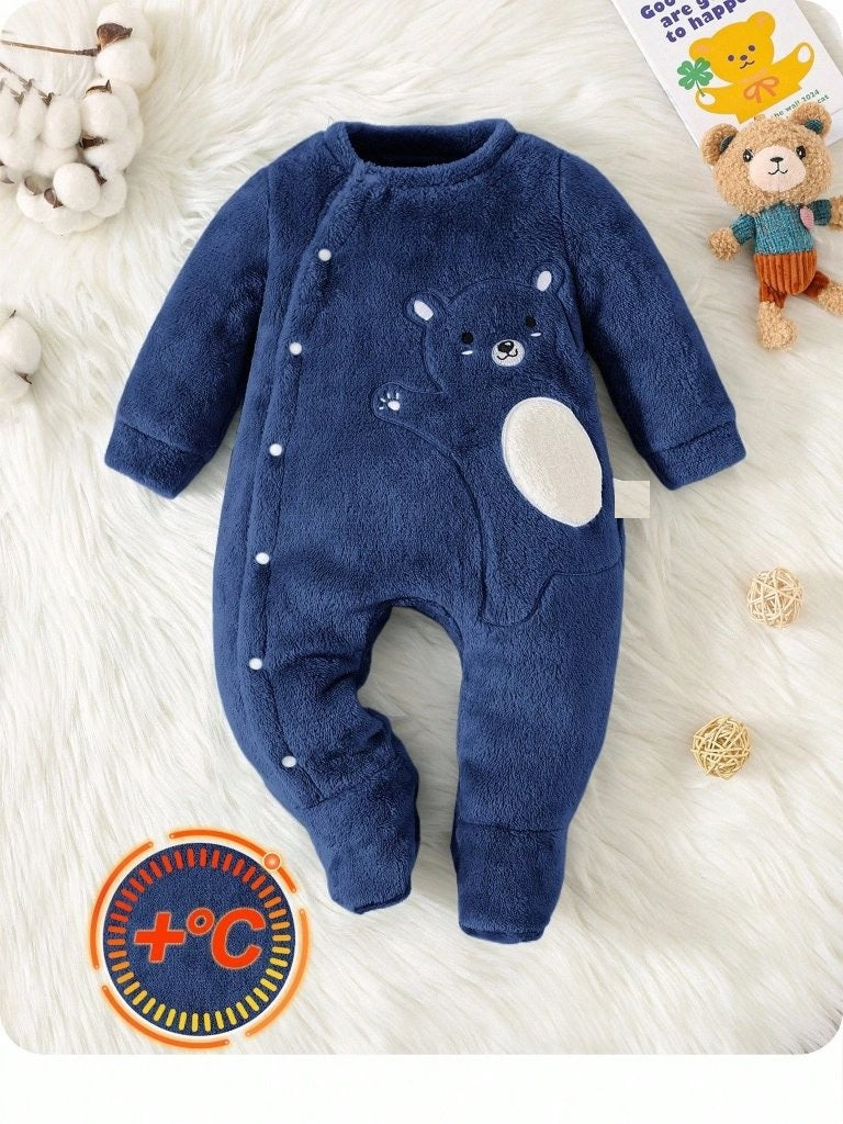 Baby Navy Blue Teddy Fleece Jumpsuit