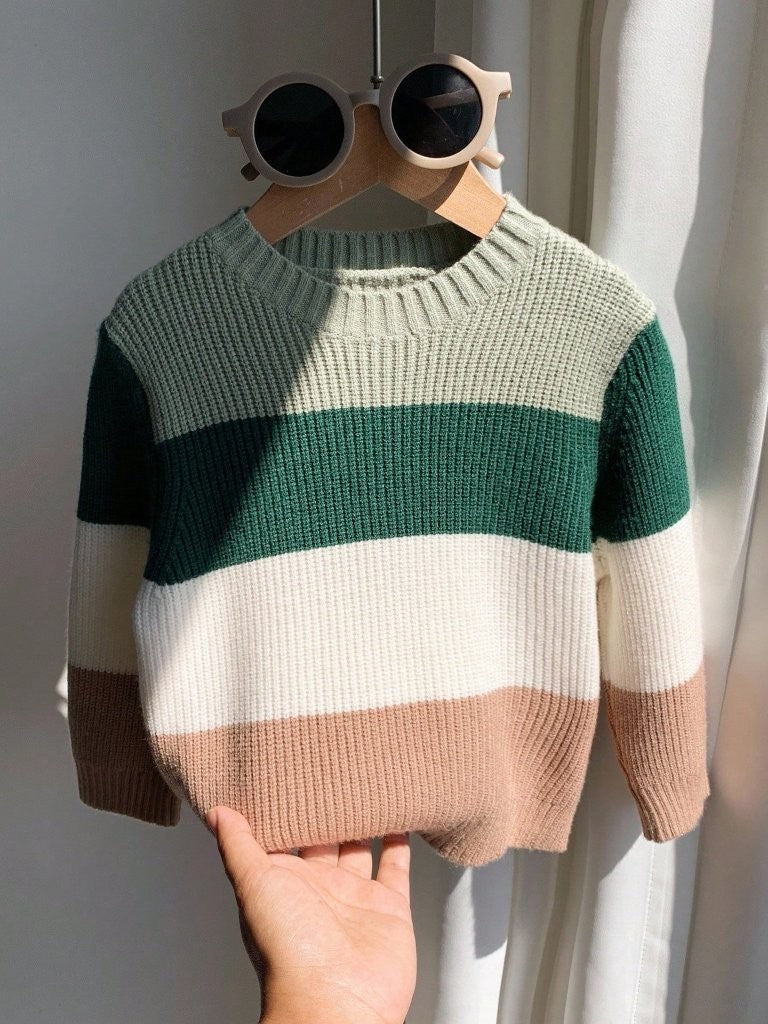 Baby Colour Block Knitted Woolen Pullover