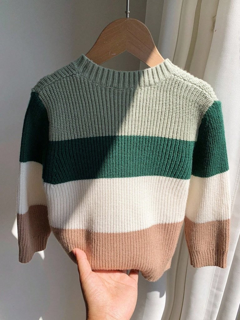 Baby Colour Block Knitted Woolen Pullover