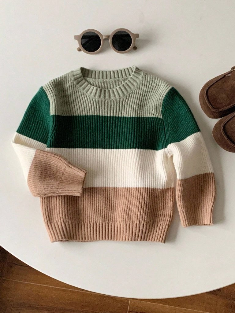 Baby Colour Block Knitted Woolen Pullover