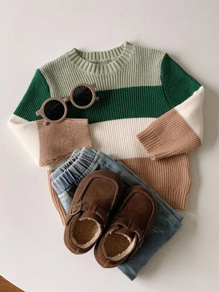 Baby Colour Block Knitted Woolen Pullover