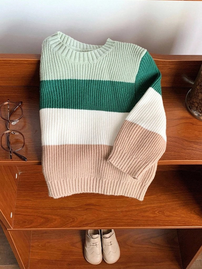 Baby Colour Block Knitted Woolen Pullover