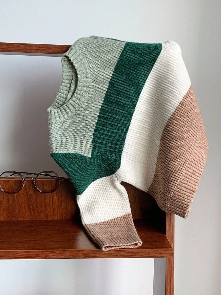 Baby Colour Block Knitted Woolen Pullover