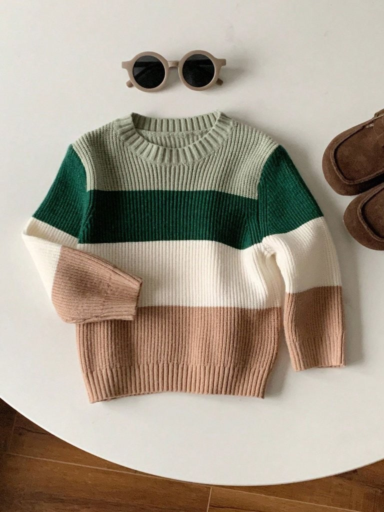 Baby Colour Block Knitted Woolen Pullover