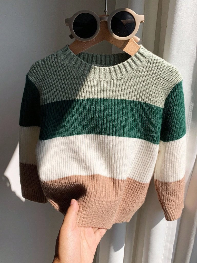 Baby Colour Block Knitted Woolen Pullover
