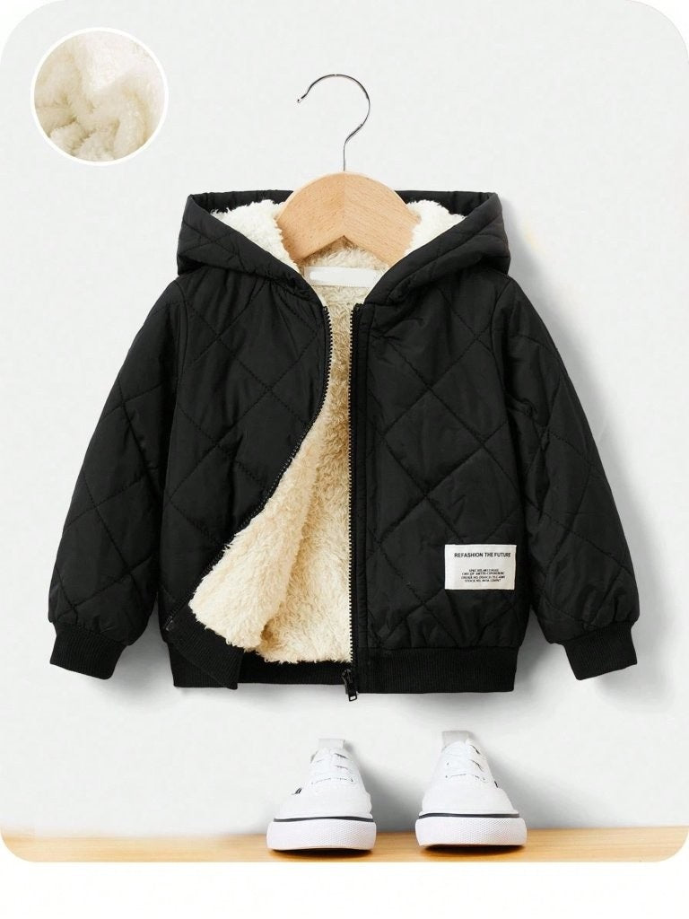 Baby Quilted Pattern Hooded Jacket