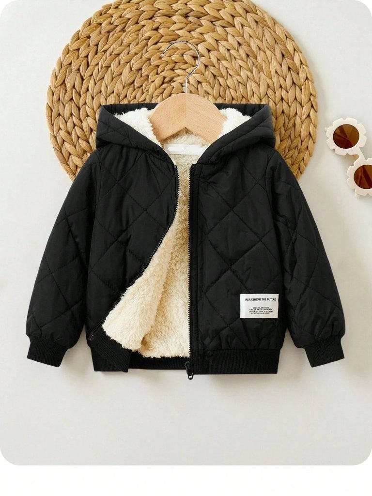 Baby Quilted Pattern Hooded Jacket