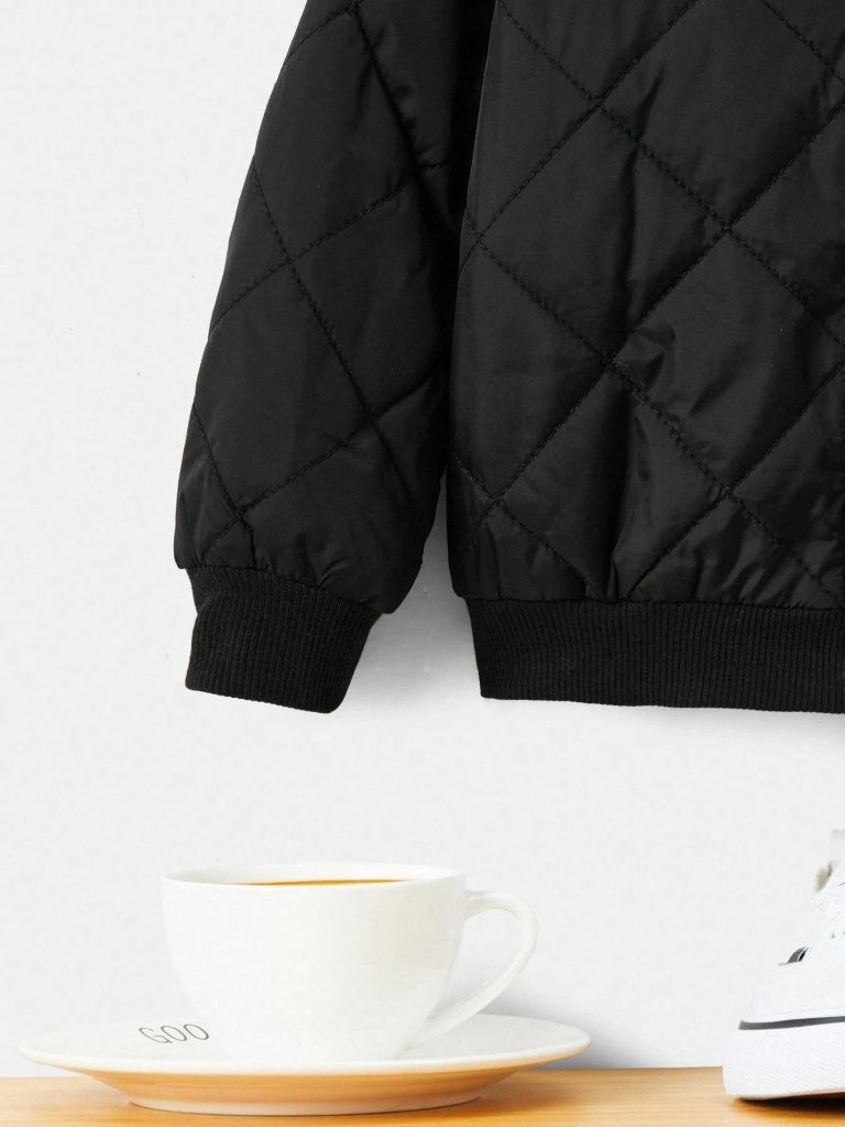 Baby Quilted Pattern Hooded Jacket