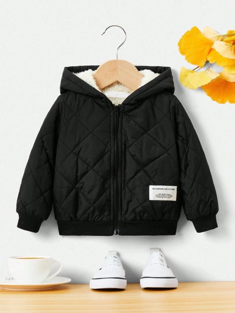 Baby Quilted Pattern Hooded Jacket