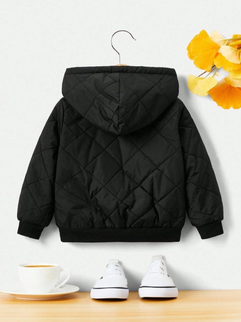 Baby Quilted Pattern Hooded Jacket