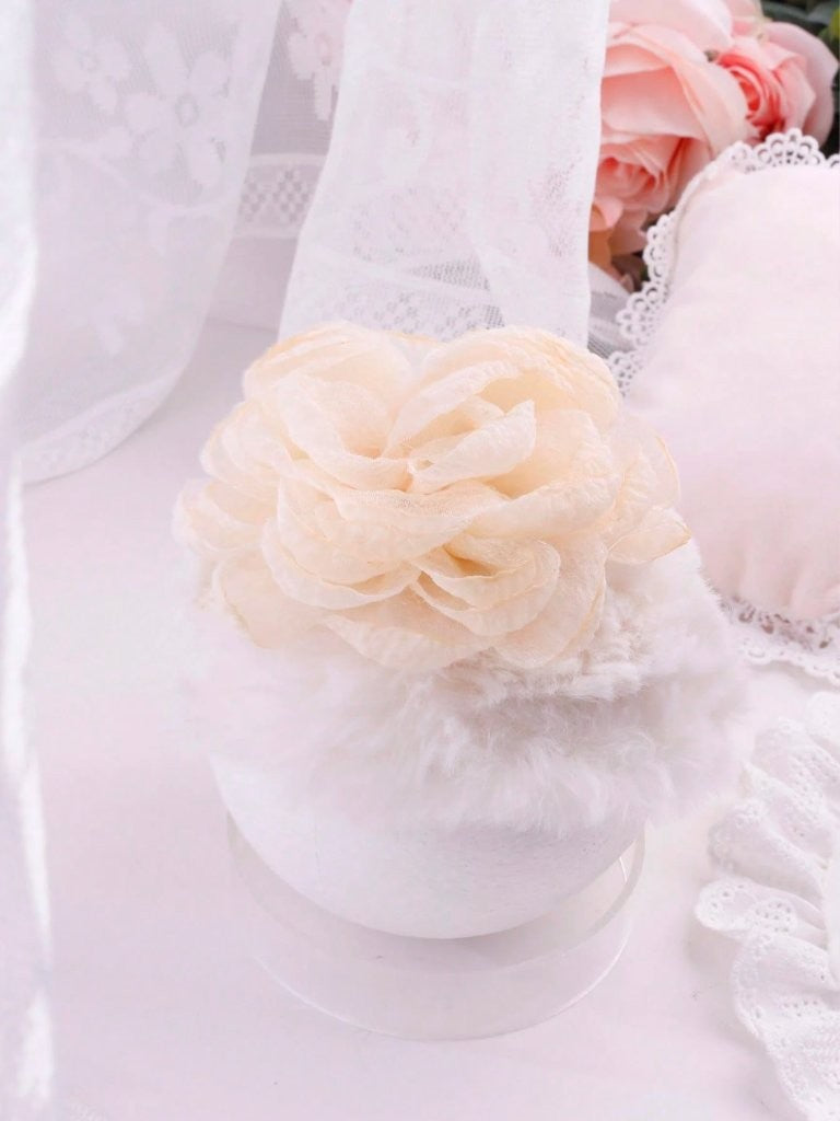 Baby 3 Piece Flower Decor Lace Headband Apricot