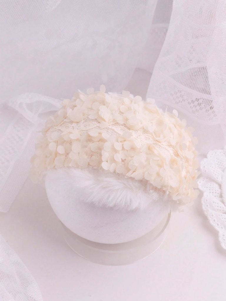 Baby 3 Piece Flower Decor Lace Headband Apricot