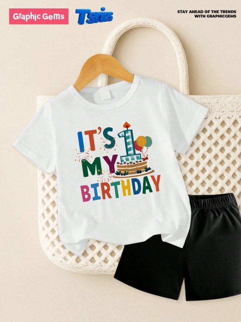Baby White One Year Old Birthday Tee And Shorts Set