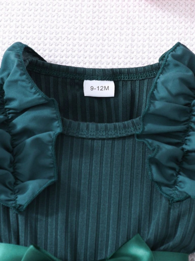 Baby Green Frilled Sleeve Tulle Dress