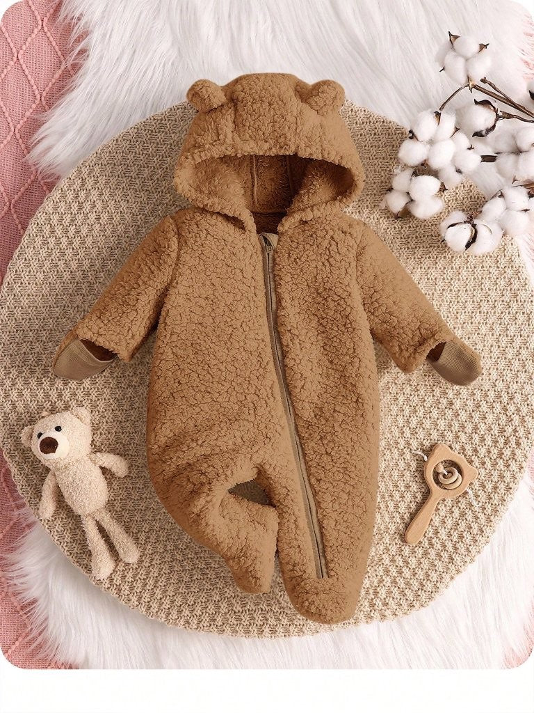 Baby Brown 3D Ear Winter Jumpsuit