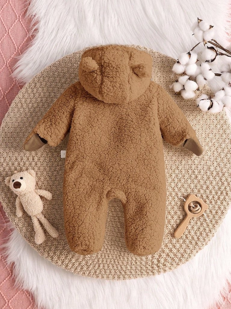 Baby Brown 3D Ear Winter Jumpsuit