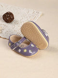 Baby Embroidered Floral Buckle Strap Leather Shoes Purple