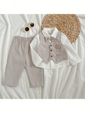 Baby Bow Tie Shirt With Waist Coat And Pants Set