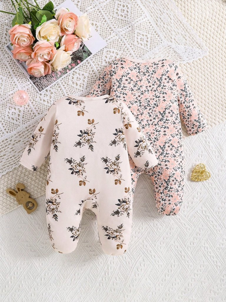 Baby 2 Piece Flower Print Jumpsuit Set