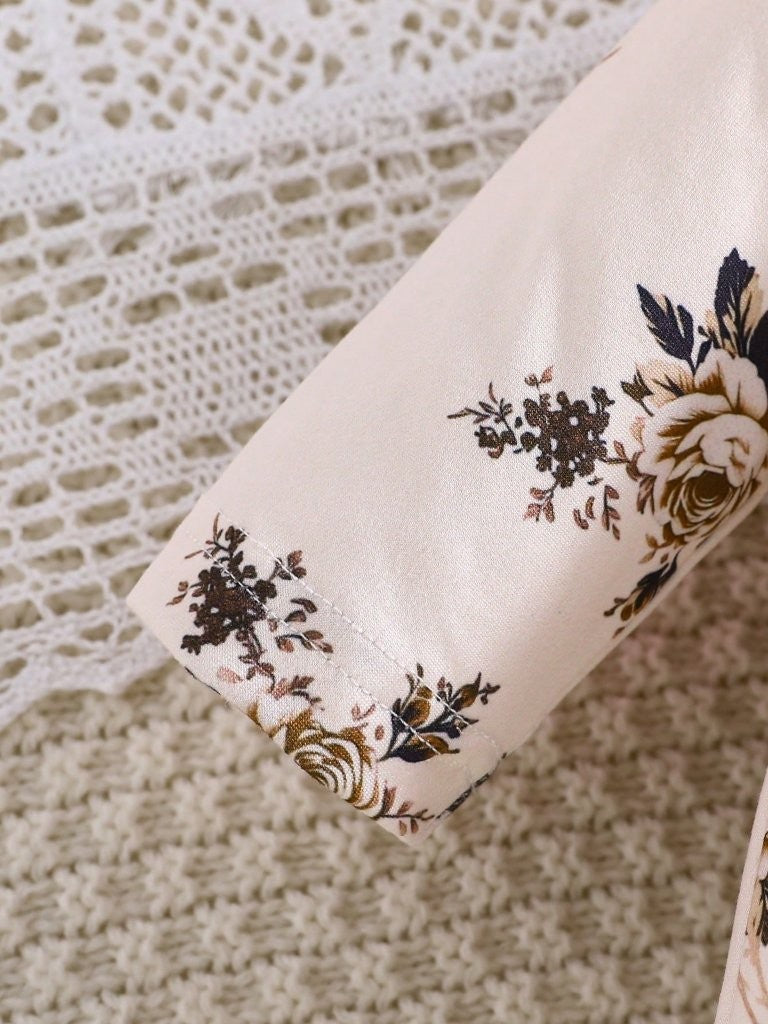 Baby 2 Piece Flower Print Jumpsuit Set