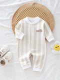 Baby Apricot Stripe Button Up Jumpsuit