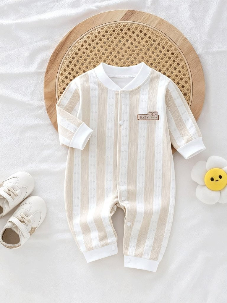 Baby Apricot Stripe Button Up Jumpsuit