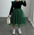 Toddler Girls Green Frilled Sleeve Sparkle Dress