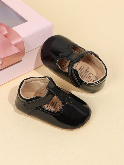 Baby Black Shiny Pattern Mary Jane Flats
