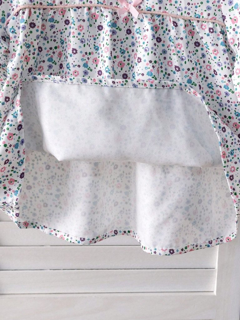 Baby 3 Piece Spring Flower Pattern Top With Ribbed Leggings Set