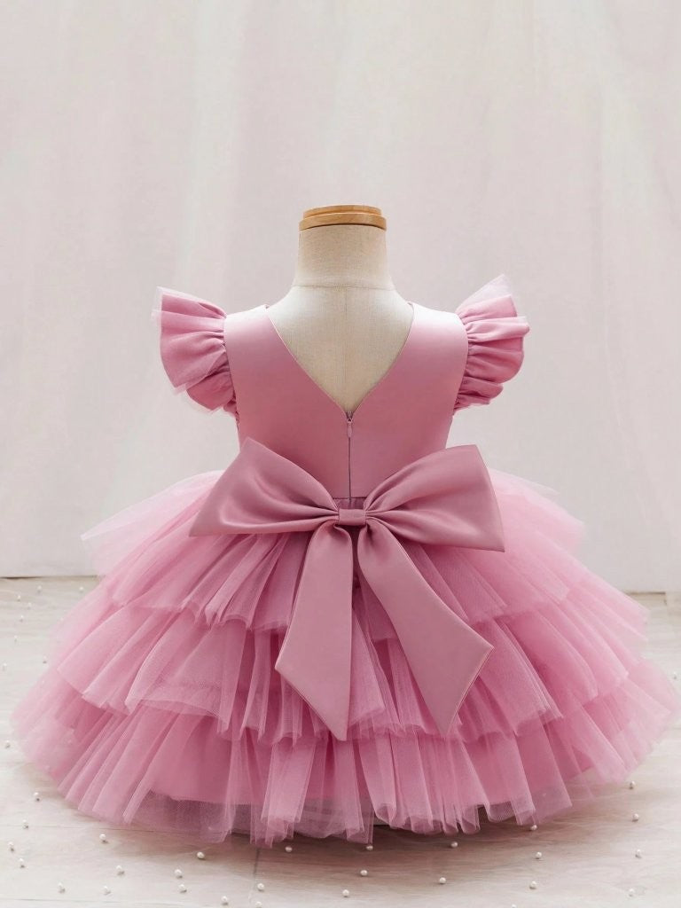 Baby Glamorous Elegant Pink Mesh Layered Dress