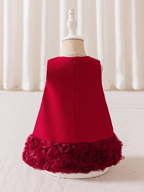 Baby Girls Red Big Bow Short Sleeve Dress