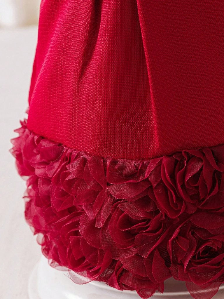 Baby Girls Red Big Bow Short Sleeve Dress