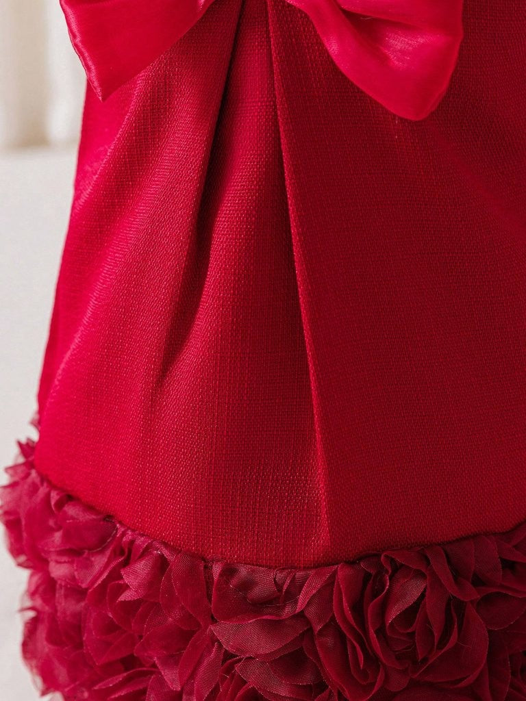 Baby Girls Red Big Bow Short Sleeve Dress