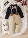 Baby Camel Polka Dot 3 Piece Suspender Gentleman Outfit