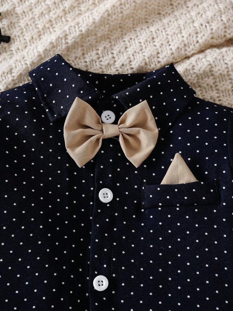 Baby Camel Polka Dot 3 Piece Suspender Gentleman Outfit