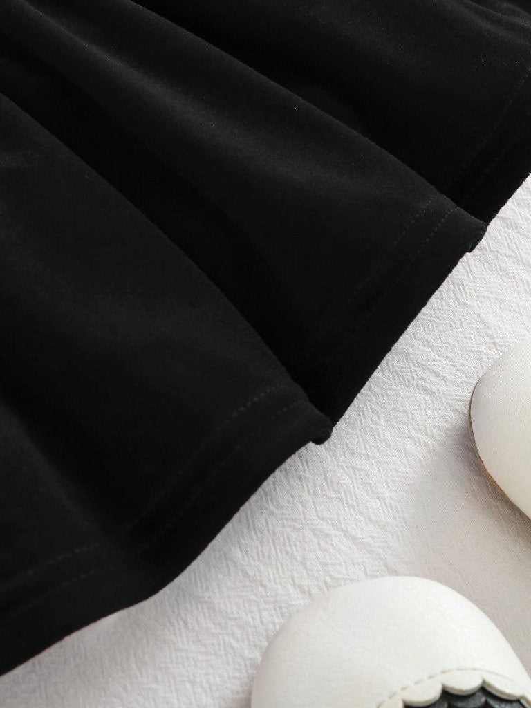 Baby Black Velvet Ruffle Long Sleeve Dress