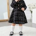 Baby Plaid Gold Button Long Sleeve Dress
