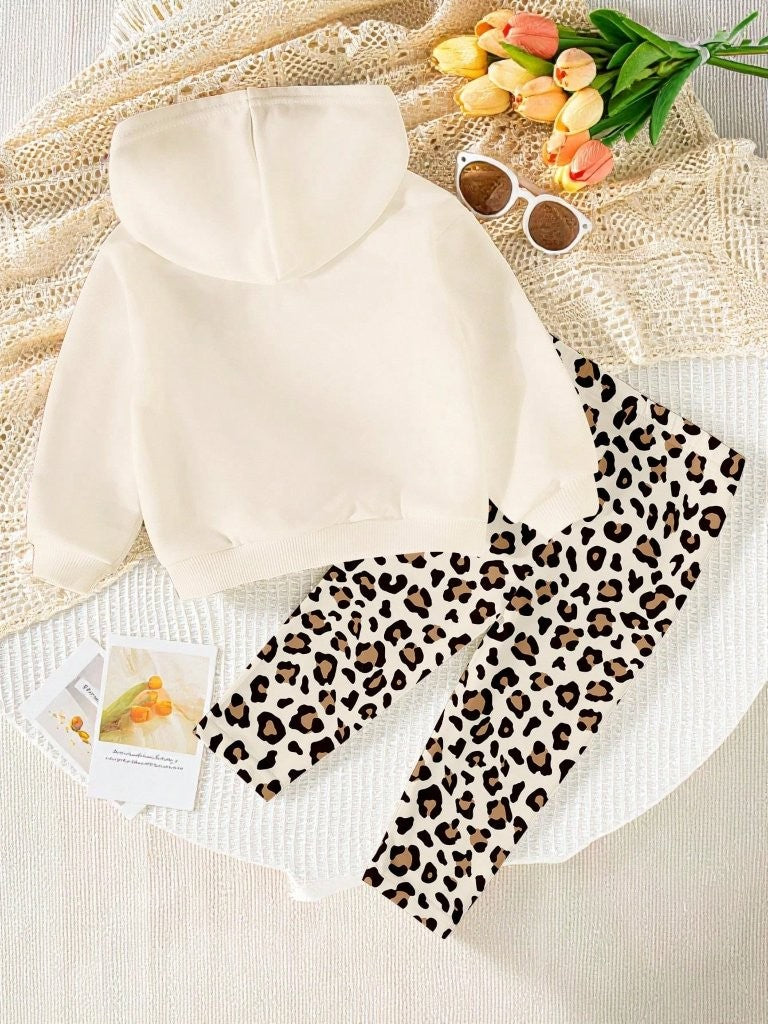 Baby 2 Piece Bow Leopard Print Sweatshirt And Pants Set