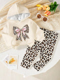 Baby 2 Piece Bow Leopard Print Sweatshirt And Pants Set