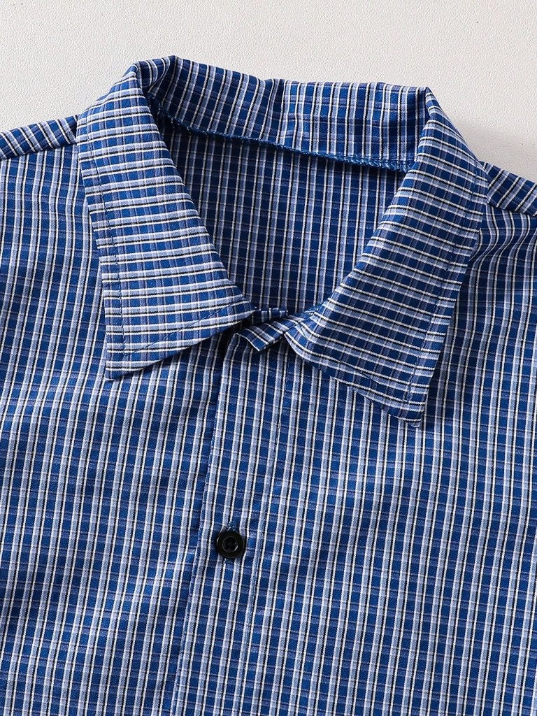 Toddler Boys 3 Piece Check Shirt With Body Vest And Pants