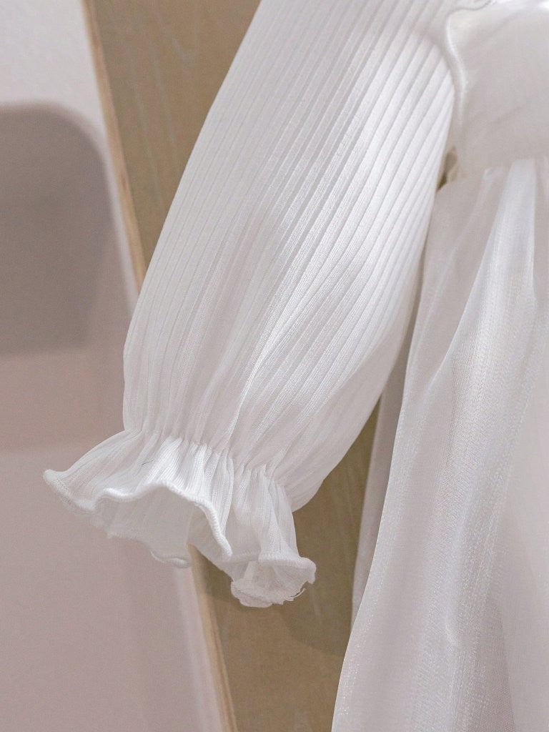 Baby Long Sleeve White Shiny Princess Bodysuit Dress