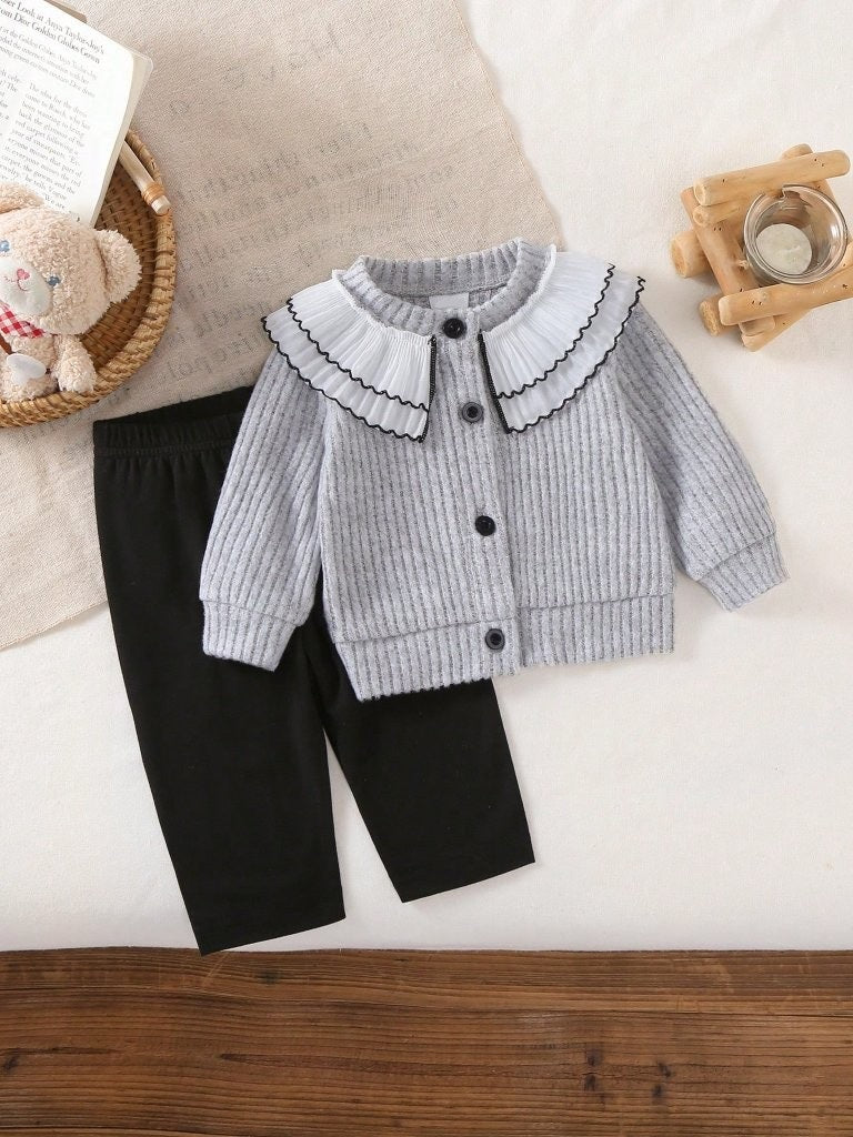 Baby 2 Piece Grey Cardigan And Pants Set