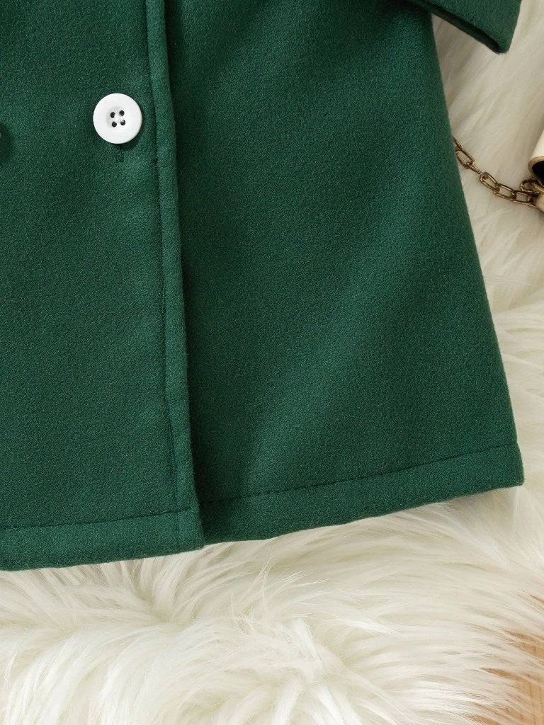 Baby Dark Green Lace Trim Collar Coat