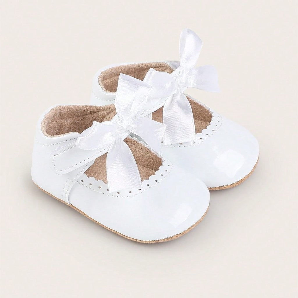 Baby Shiny Bow Shoes White